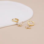 Crystal Butterfly Dangle Hoop Earrings E164
