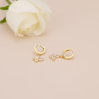 Crystal Butterfly Dangle Hoop Earrings E164