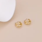 Gold Triple Huggie Open Hoop Earrings E117