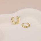 Dainty Gold Twisted Huggie Hoop Earrings E118