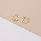 Dainty Gold Twisted Huggie Hoop Earrings E118
