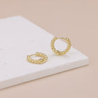 Dainty Gold Twisted Huggie Hoop Earrings E118