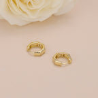 Hexagon huggie hoop earrings, gold hoop earrings E119