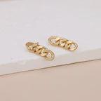 Gold link chain dangle earrings, chain earrings E139