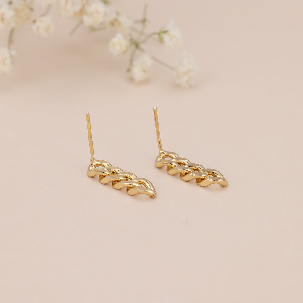 Gold link chain dangle earrings, chain earrings E139