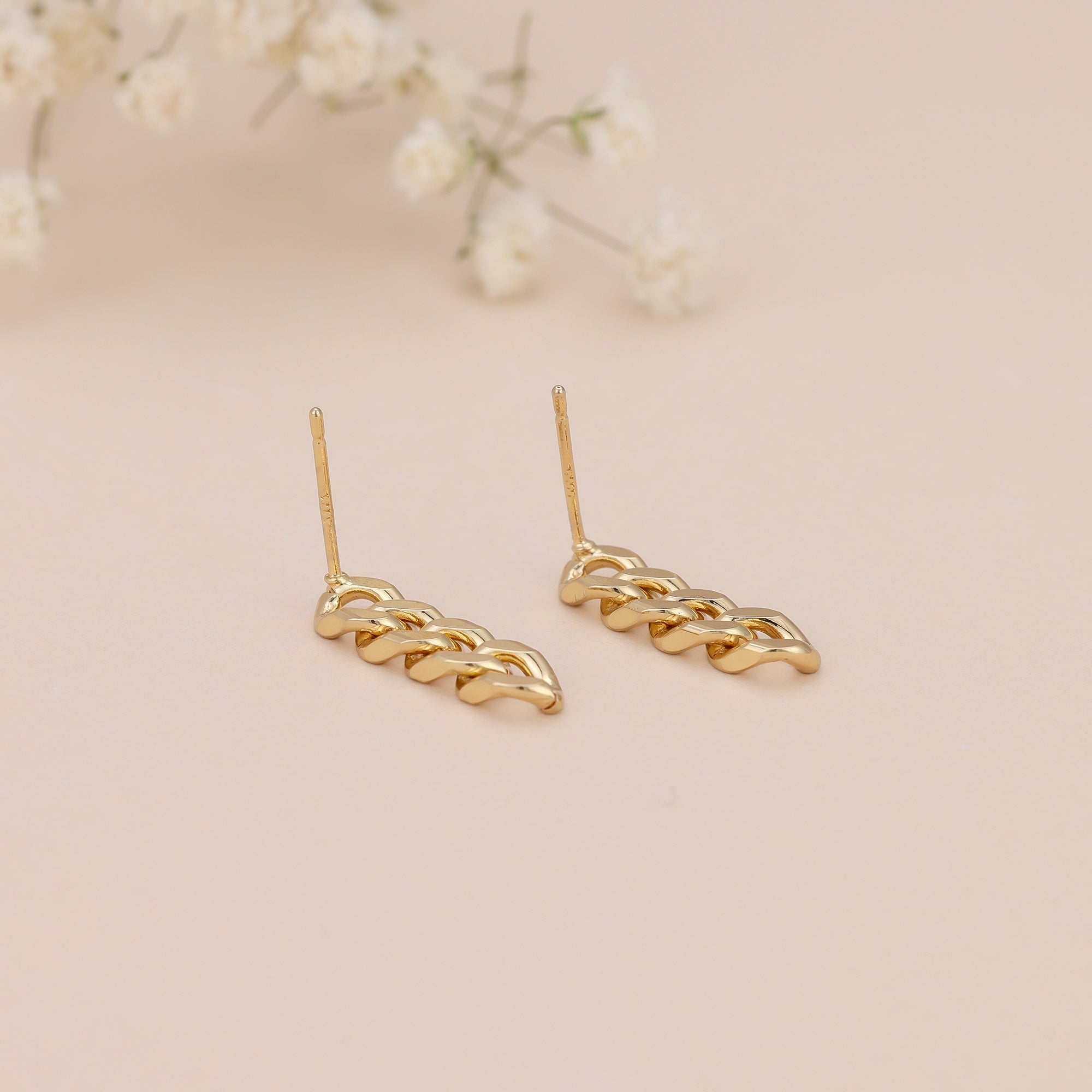 Gold link chain dangle earrings, chain earrings E139