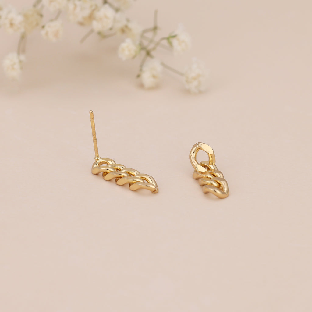 Gold link chain dangle earrings, chain earrings E139