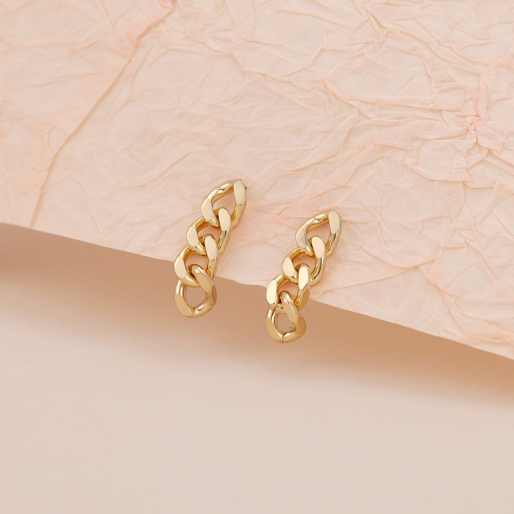 Gold link chain dangle earrings, chain earrings E139