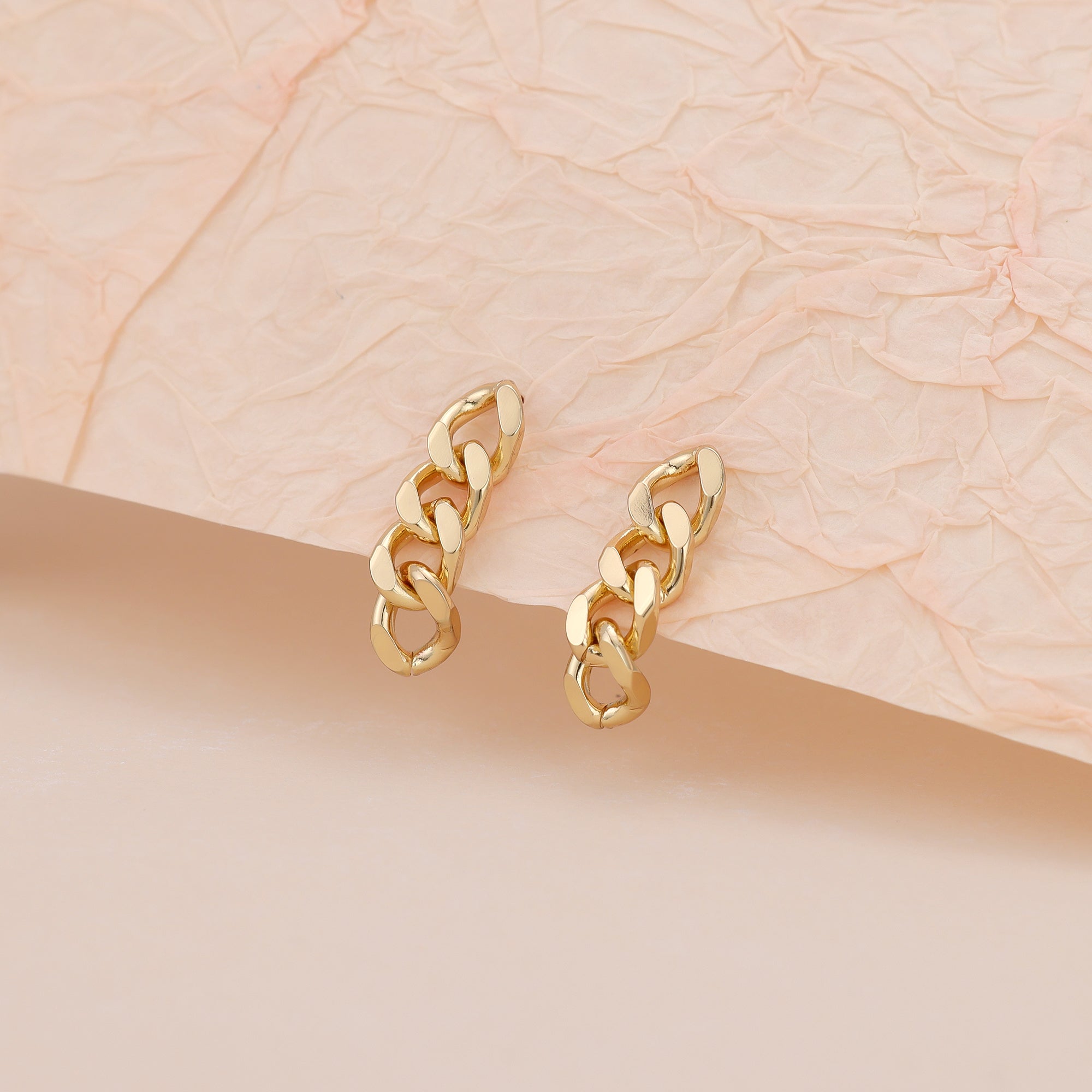 Gold link chain dangle earrings, chain earrings E139