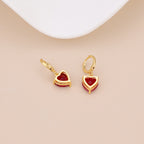 Gold Plated Red Heart Drop Huggie Hoop Earrings For Women E149