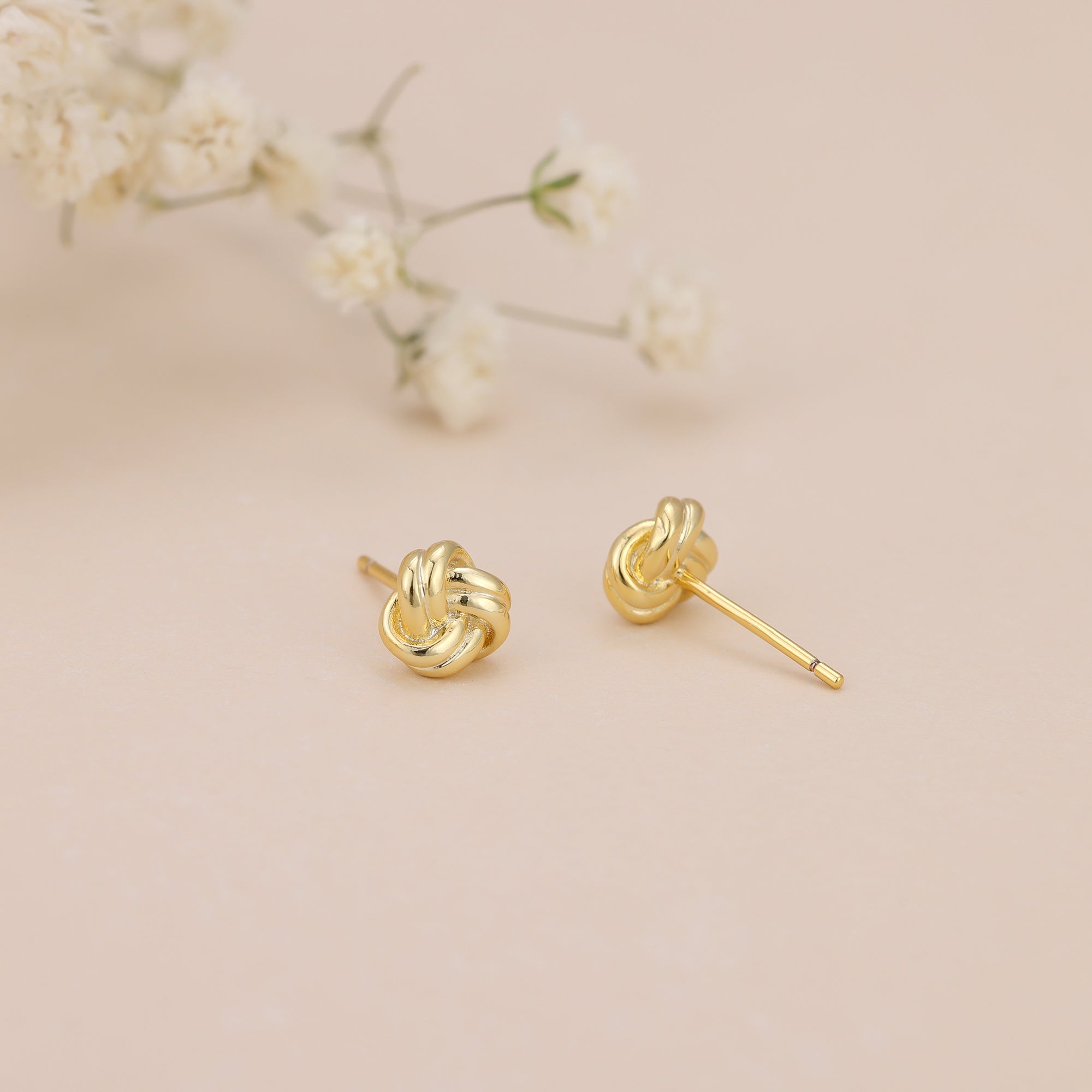 Gold Love Knot Stud Earrings Minimalist Everyday Studs E171