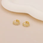 Gold Leaf Huggie Hoop Earrings E043