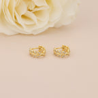 Gold Leaf Huggie Hoop Earrings E043