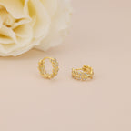 Gold Leaf Huggie Hoop Earrings E043