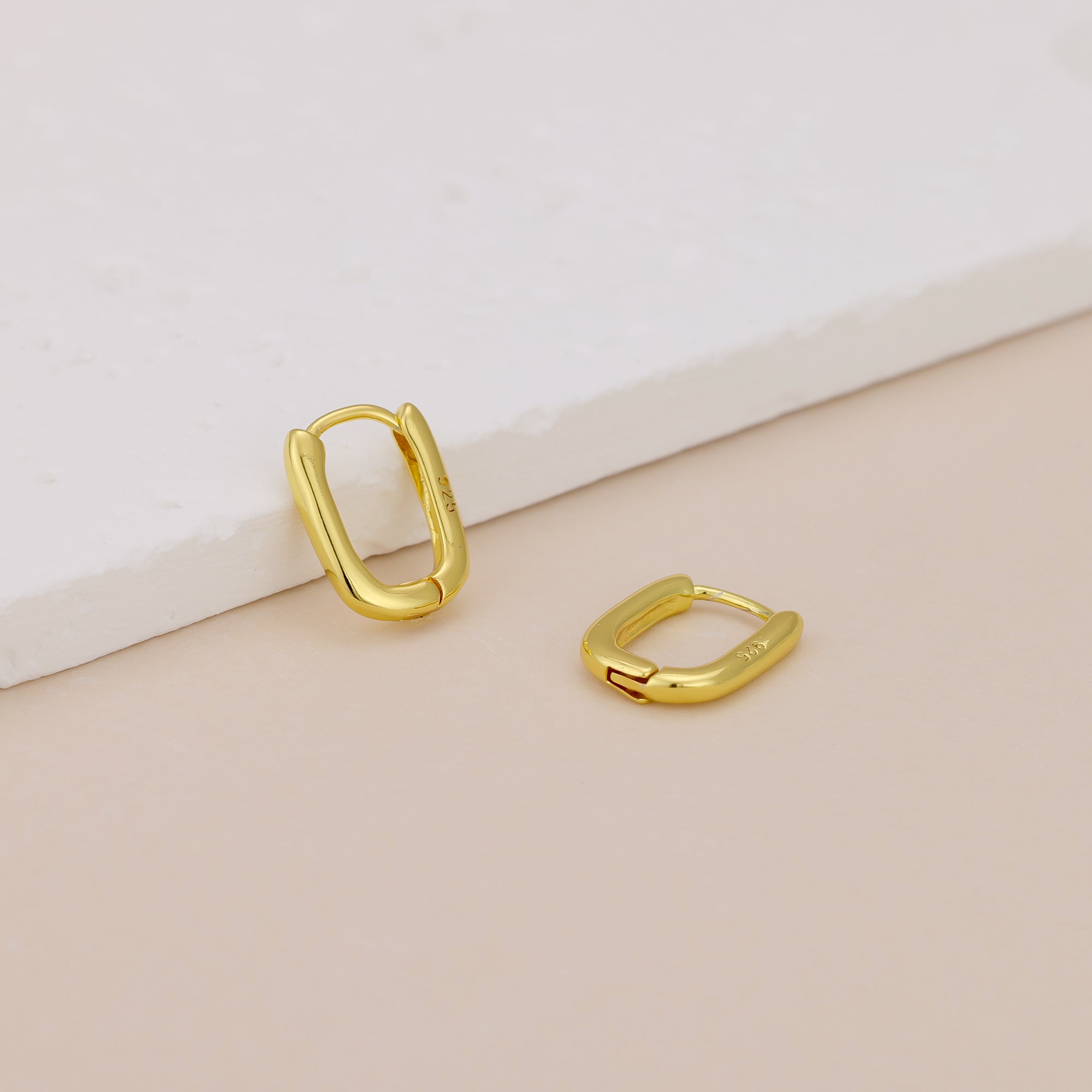 18k Gold Vermeil Oval Hoop Earrings E079
