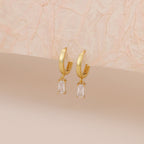 Gold Huggie Hoop Dainty Cubic Zirconia Baguette Earrings E166