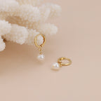Freshwater Pearl Huggie Hoop Earrings E185
