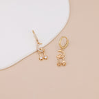 Gold Pave CZ Celestial Moon Star Drop Huggie Hoop Earrings E144