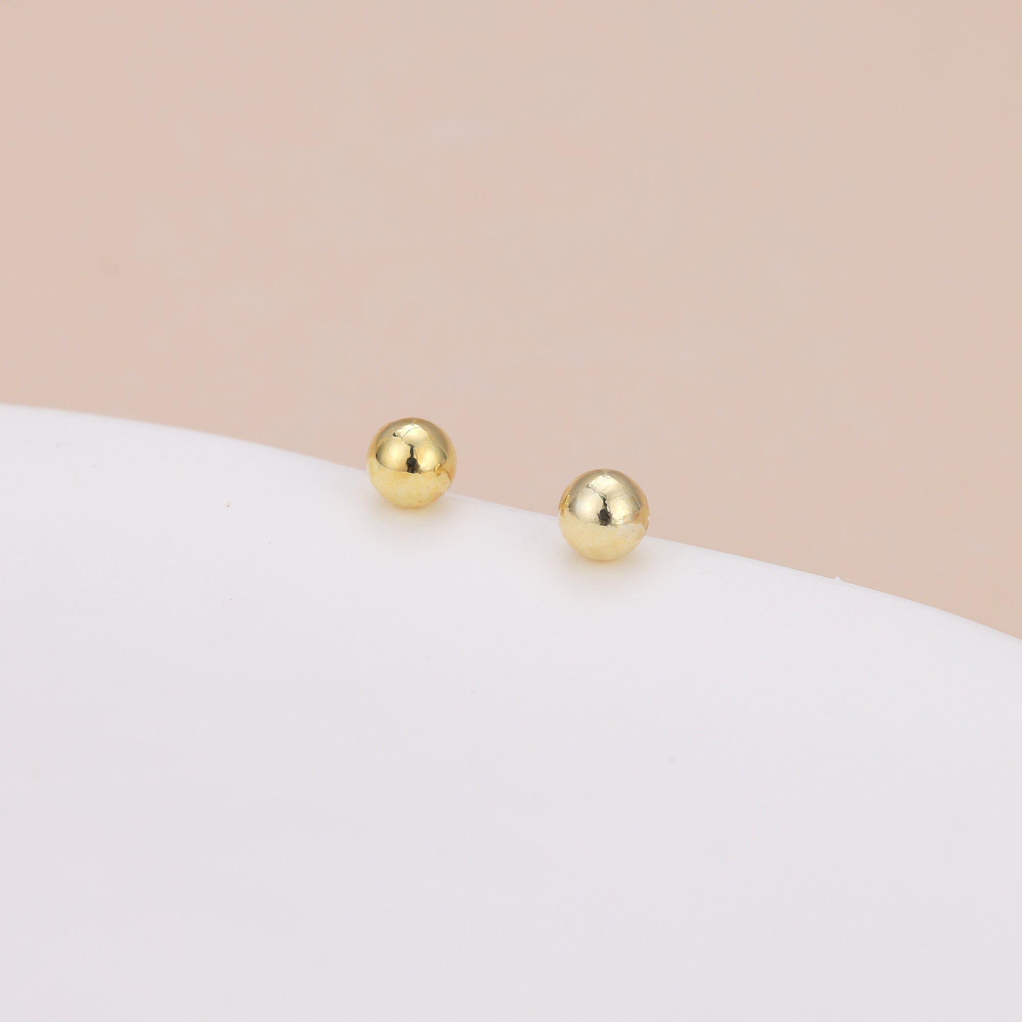 18K Gold Vermeil Tiny Dainty Ball Stud Earrings E097