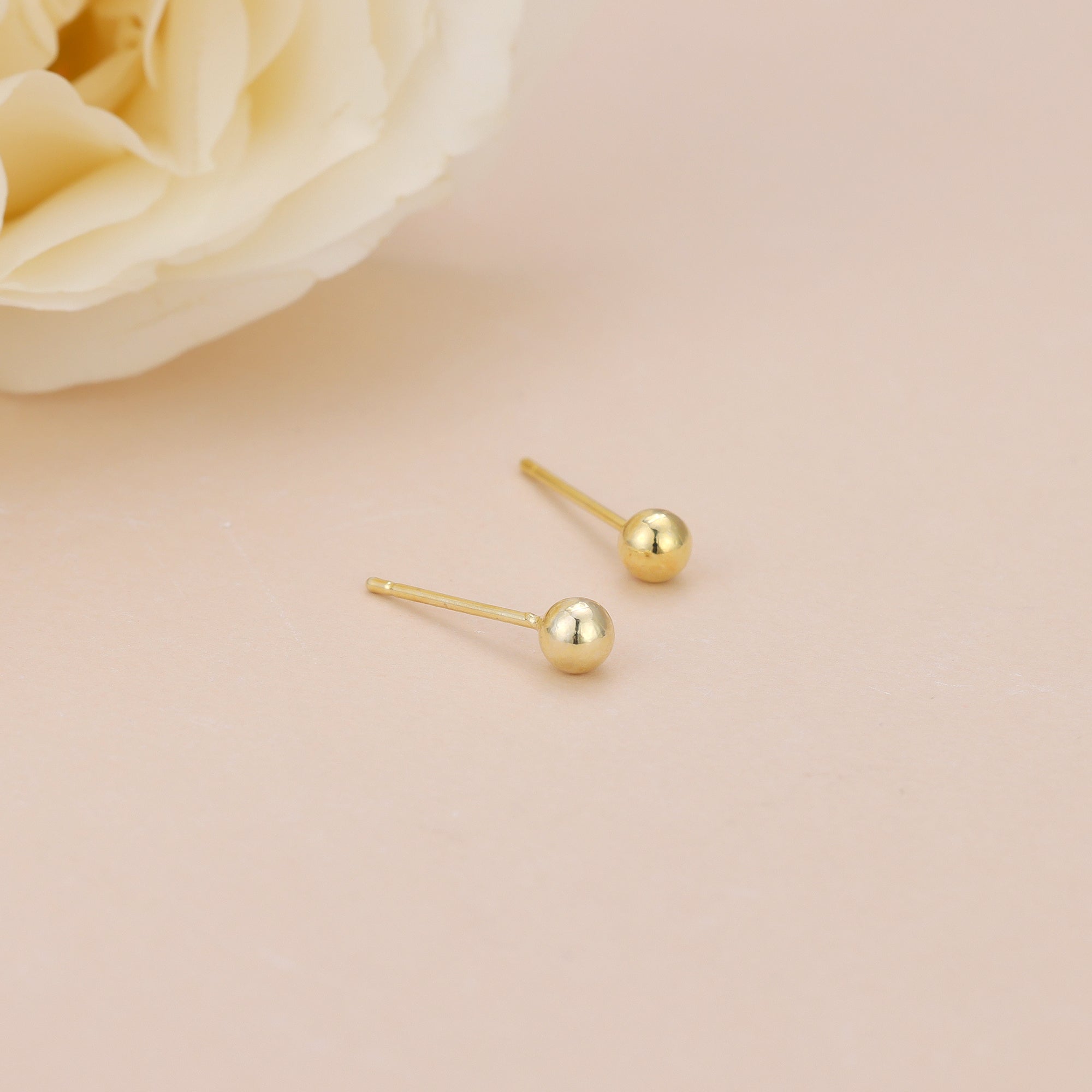 18K Gold Vermeil Tiny Dainty Ball Stud Earrings E097