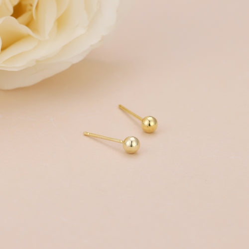 18K Gold Vermeil Tiny Dainty Ball Stud Earrings E097