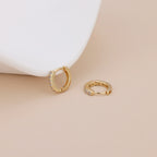 Dainty Gold Plated Pave CZ Huggie Hoop Earrings For Women E162
