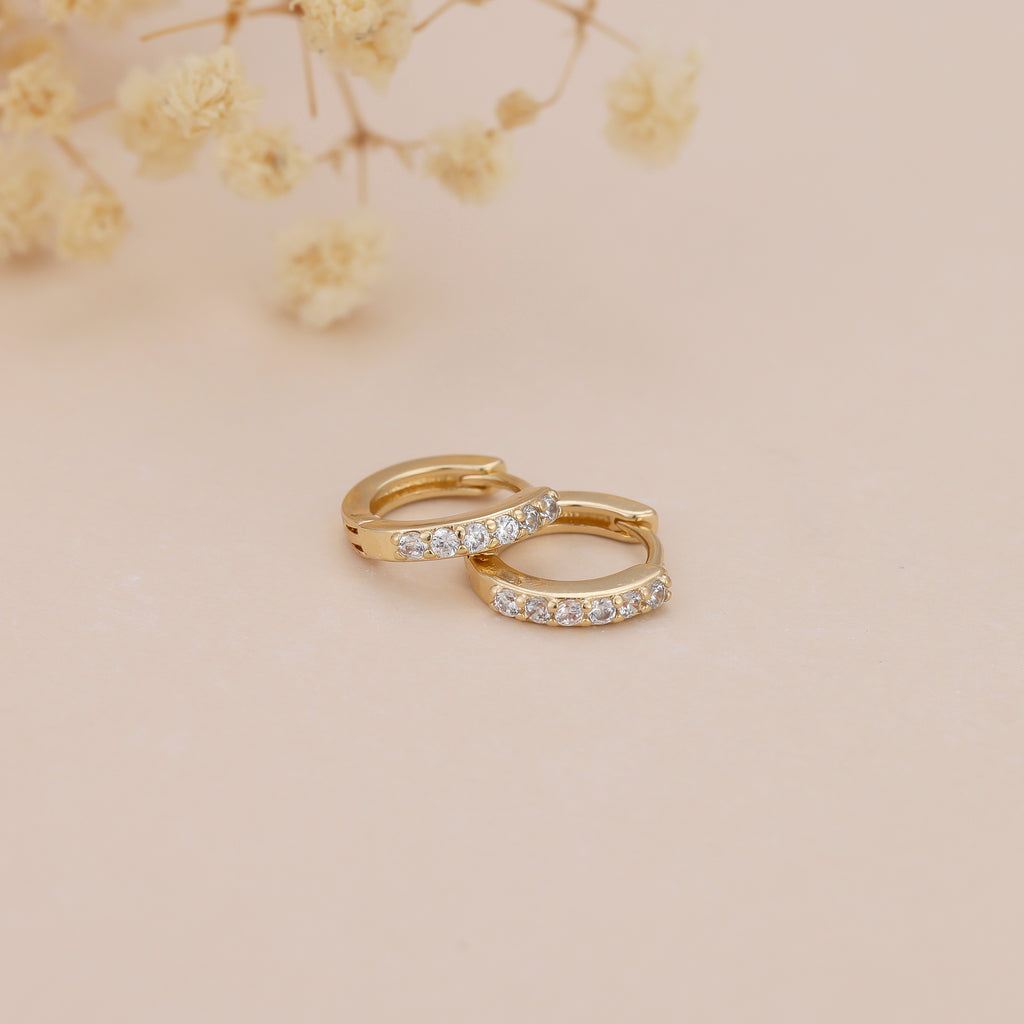 Gold Cubic Zirconia Huggie Hoop Earrings for Women E173