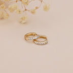 Gold Cubic Zirconia Huggie Hoop Earrings for Women E173