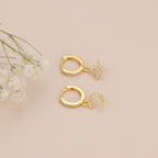 Moon star huggie dangle earrings, celestial earrings E140
