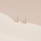 18K Gold Vermeil Marquise Crystal Flower Stud Earrings E100