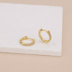 Gold Paved Huggie Hoop Earrings E033