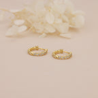 Gold Paved Huggie Hoop Earrings E033