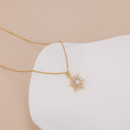 Starburst opal gem dainty pendant necklace N015