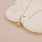 Starburst opal gem dainty pendant necklace N015