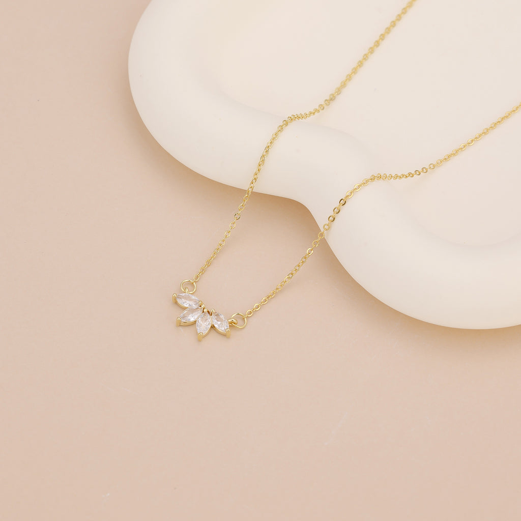 Marquise crystal flower dainty necklace N024