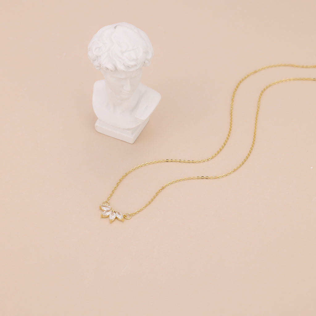 Marquise crystal flower dainty necklace N024
