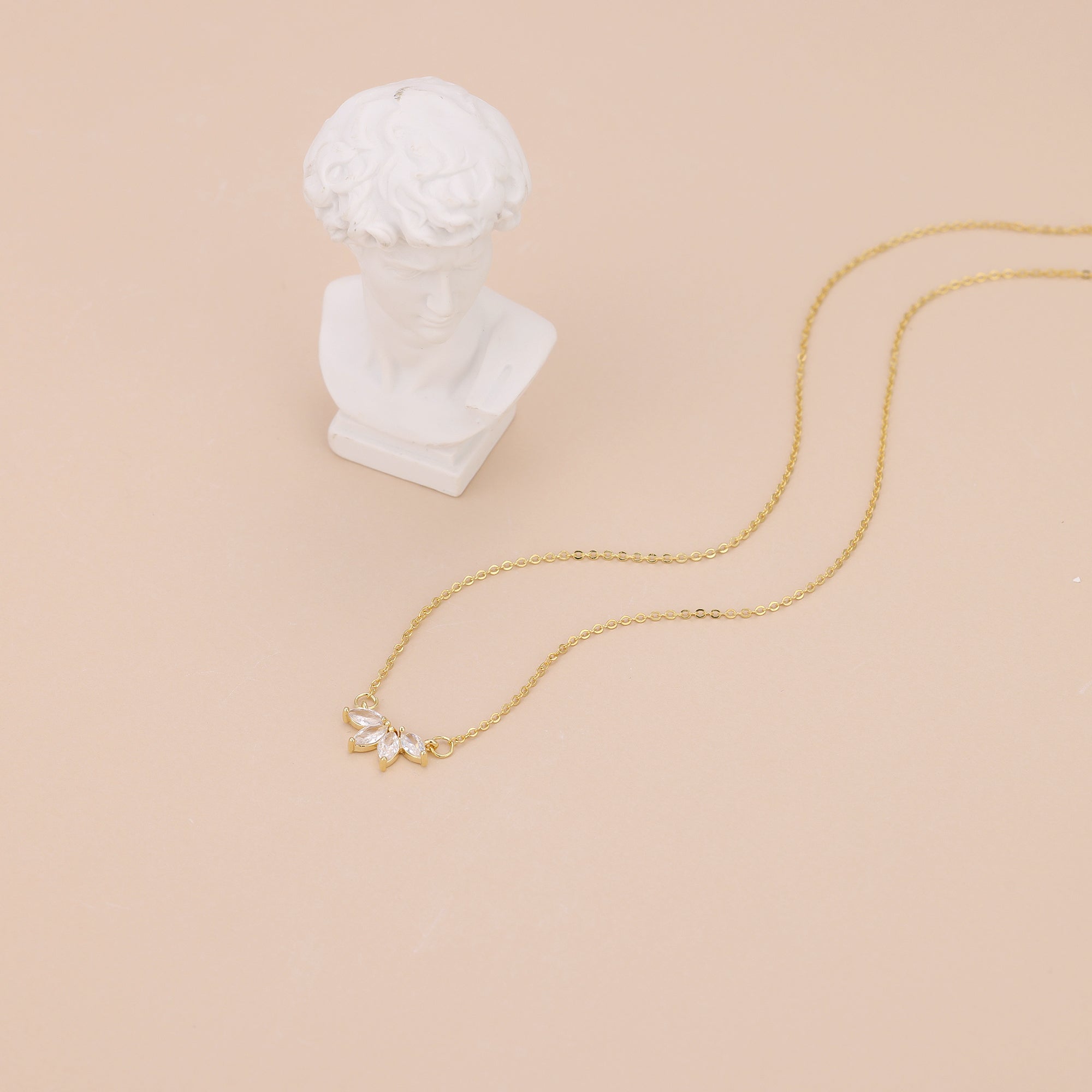 Marquise crystal flower dainty necklace N024