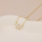 Marquise crystal flower dainty necklace N024