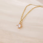 Solitaire single crystal pendant dainty necklace N017
