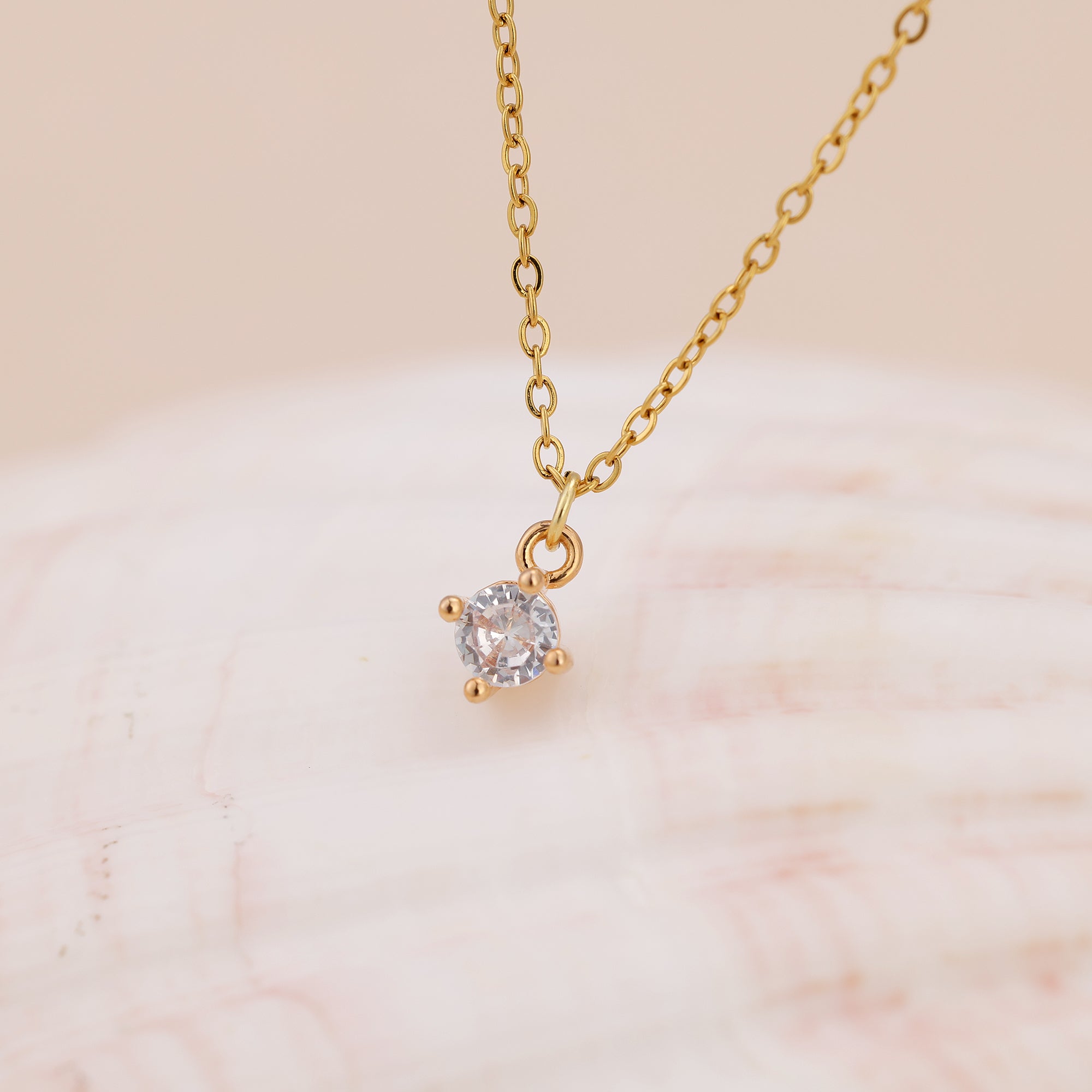 Solitaire single crystal pendant dainty necklace N017