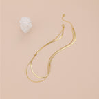 Minimalist gold duo chain layering necklace N011