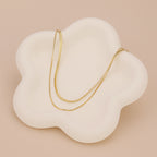 Minimalist gold duo chain layering necklace N011