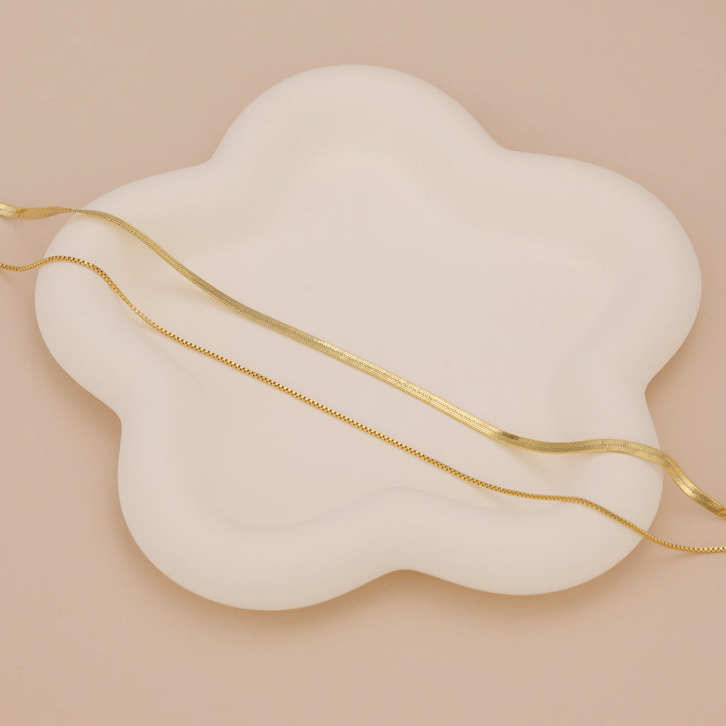 Minimalist gold duo chain layering necklace N011