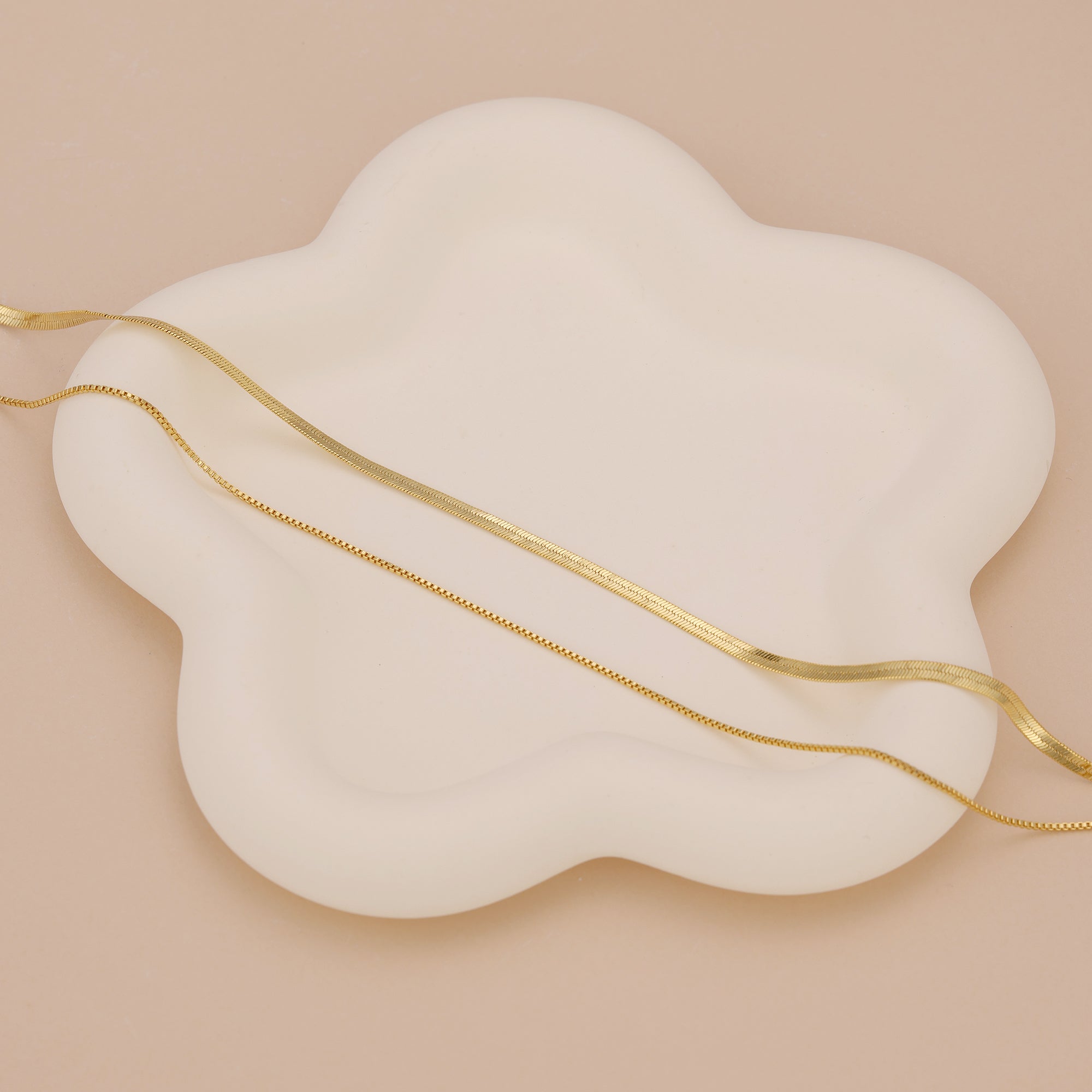 Minimalist gold duo chain layering necklace N011