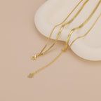 Minimalist gold duo chain layering necklace N011