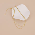 Minimalist gold duo chain layering necklace N011