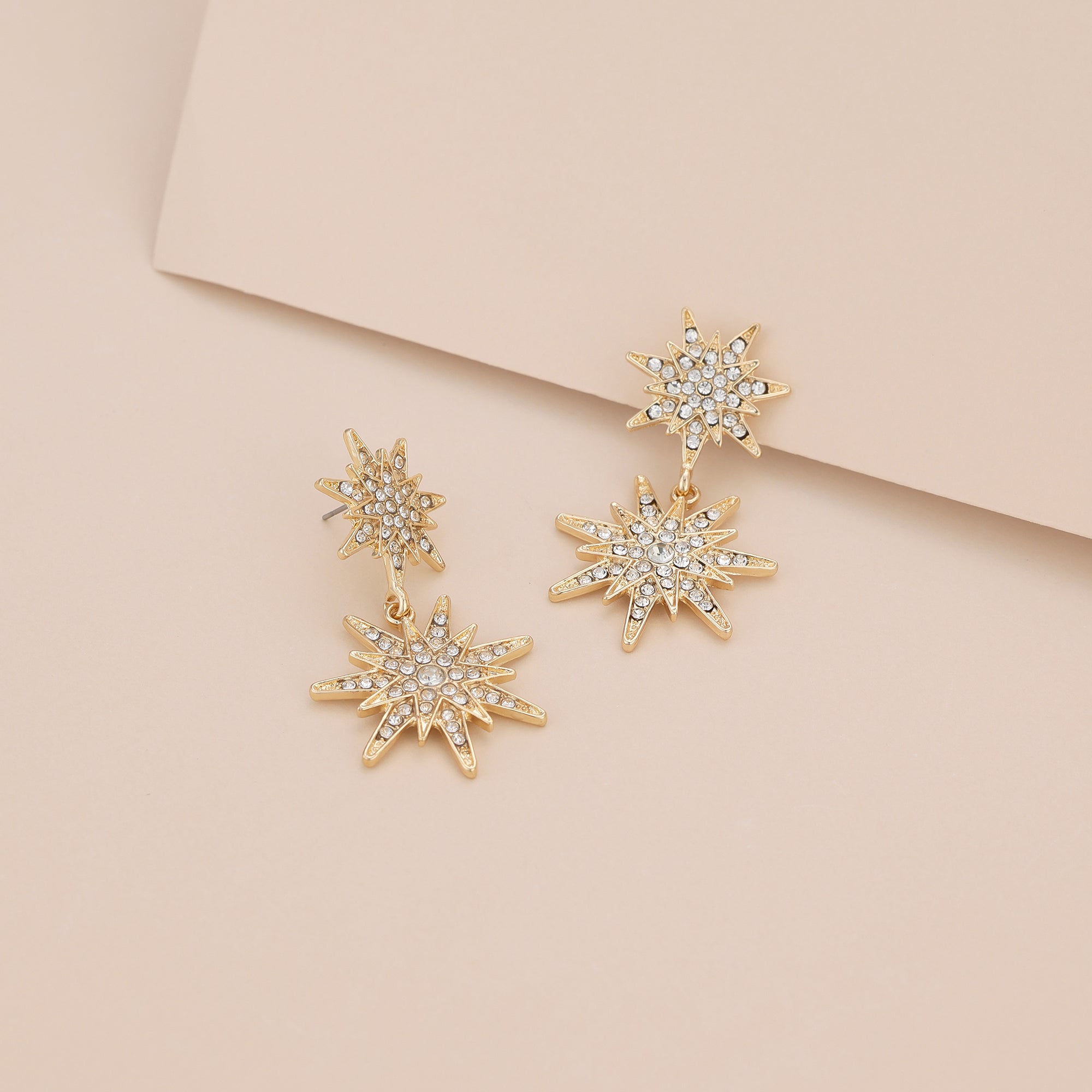Starburst Paved Dangle Statement Earrings E068
