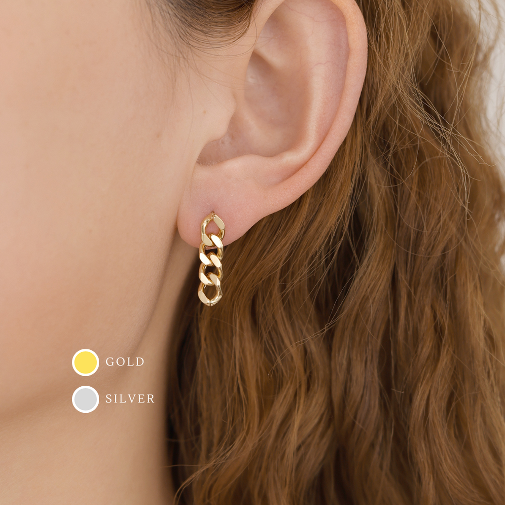 Gold link chain dangle earrings, chain earrings E139