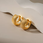 Gold Textured Wide Thick Hoop Earrings E279