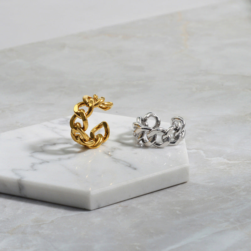 R032 Chunky thick chain link statement open ring